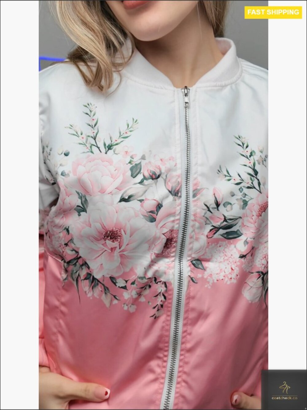 Quilted Bomber Jacket Zip Up Lightweight Casual Coat with Pockets Long Sleeve - Picture 5 of 6
